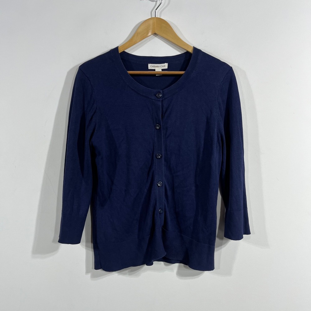 Coldwater Creek Quiet Luxury Silk Cotton Blend Button CardiganWomens Large Boho